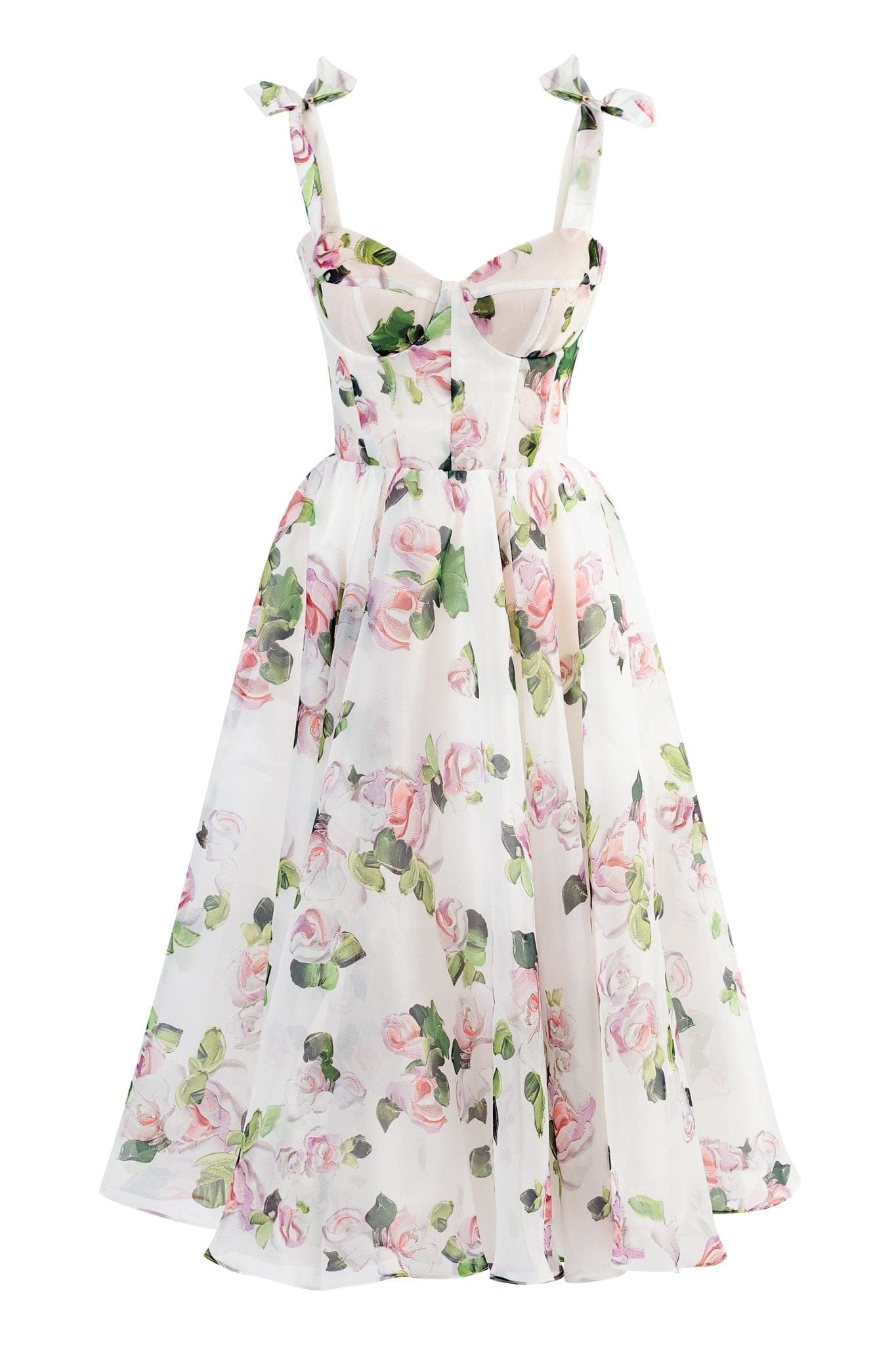 Pink Floral Corset Midi Dress | Bardot | SilkFred US