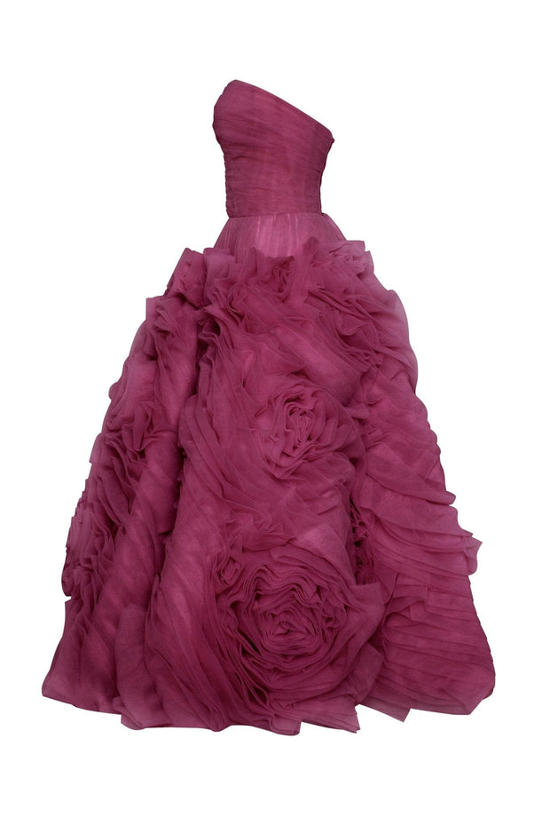 Dramatically flowered tulle dress in wine color - Milla