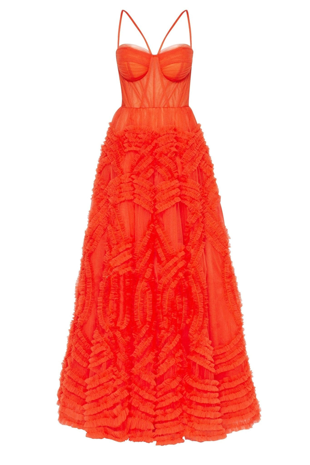Tangerine Tulle Ornament Maxi Dress - Milla