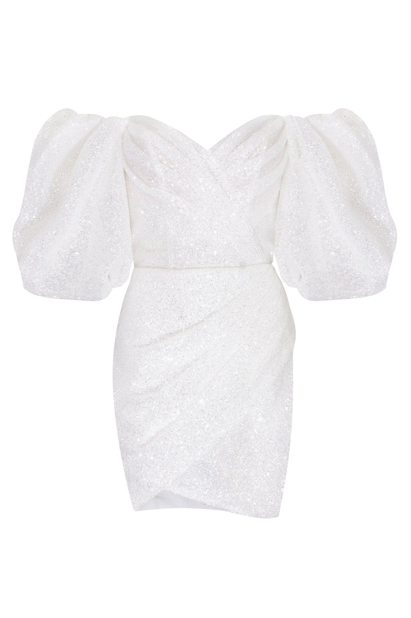 Corset Style White Lantern Sleeve Mini Dress