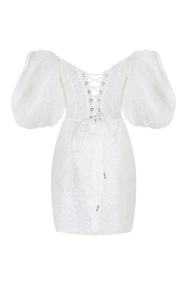 Ivory Cute mini dress with doll sleeves - Milla