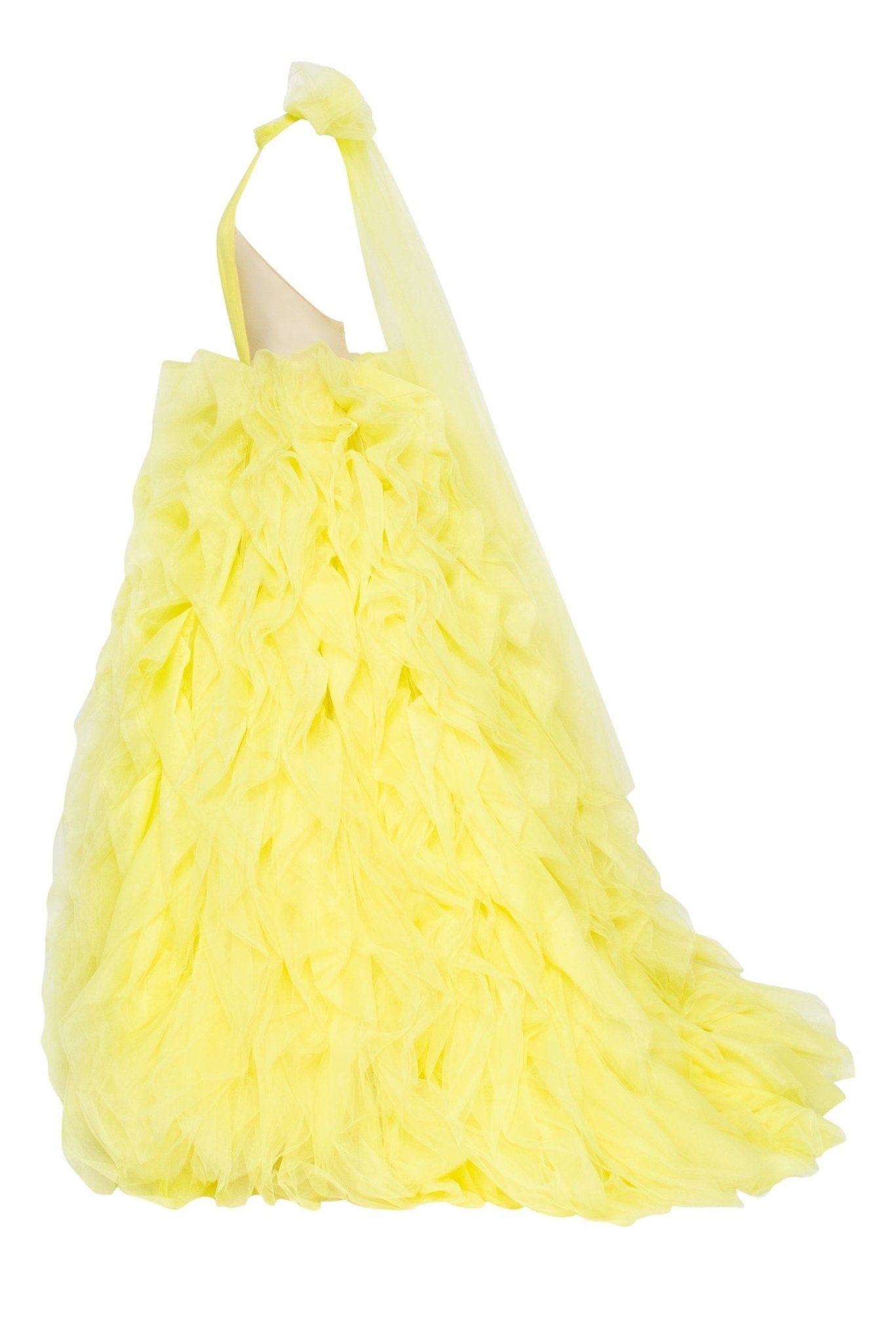 Turtleneck festive yellow evening gown - Milla