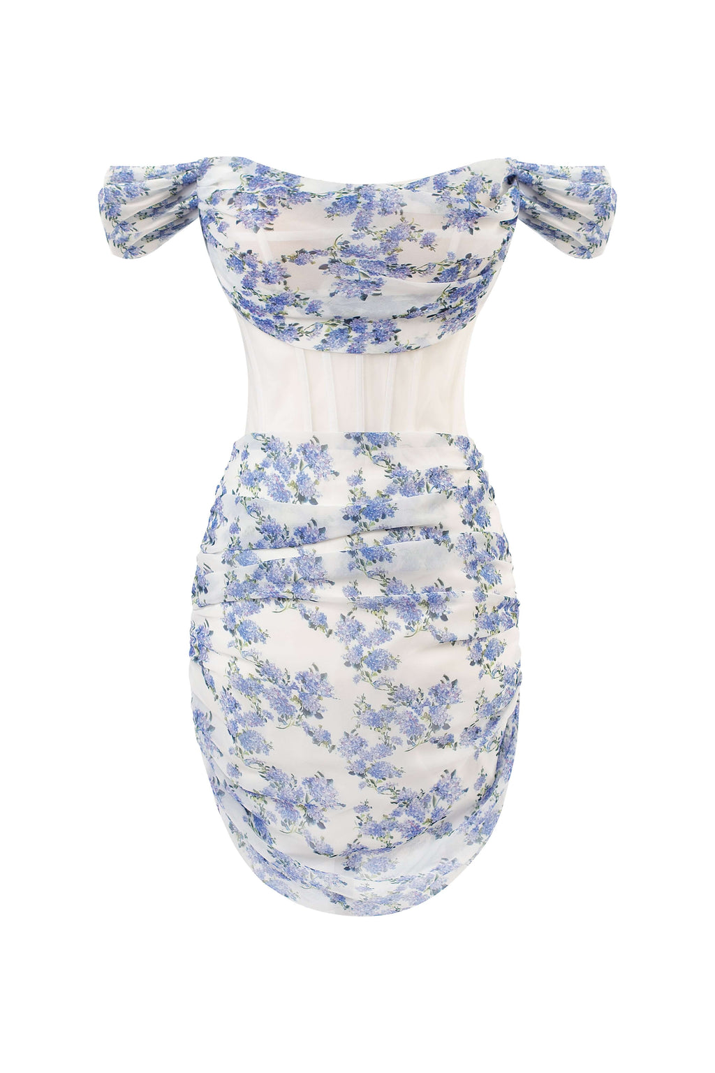 Cute off-the-shoulder floral dress with sheer built-in corset - Milla