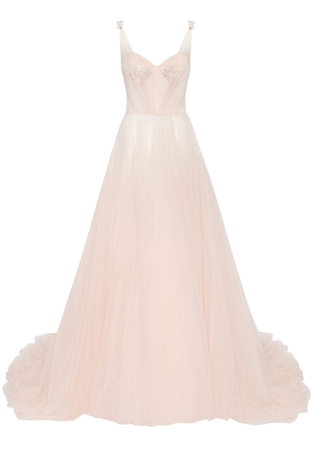 Peach Multi-Layered Tulle Gown - Milla